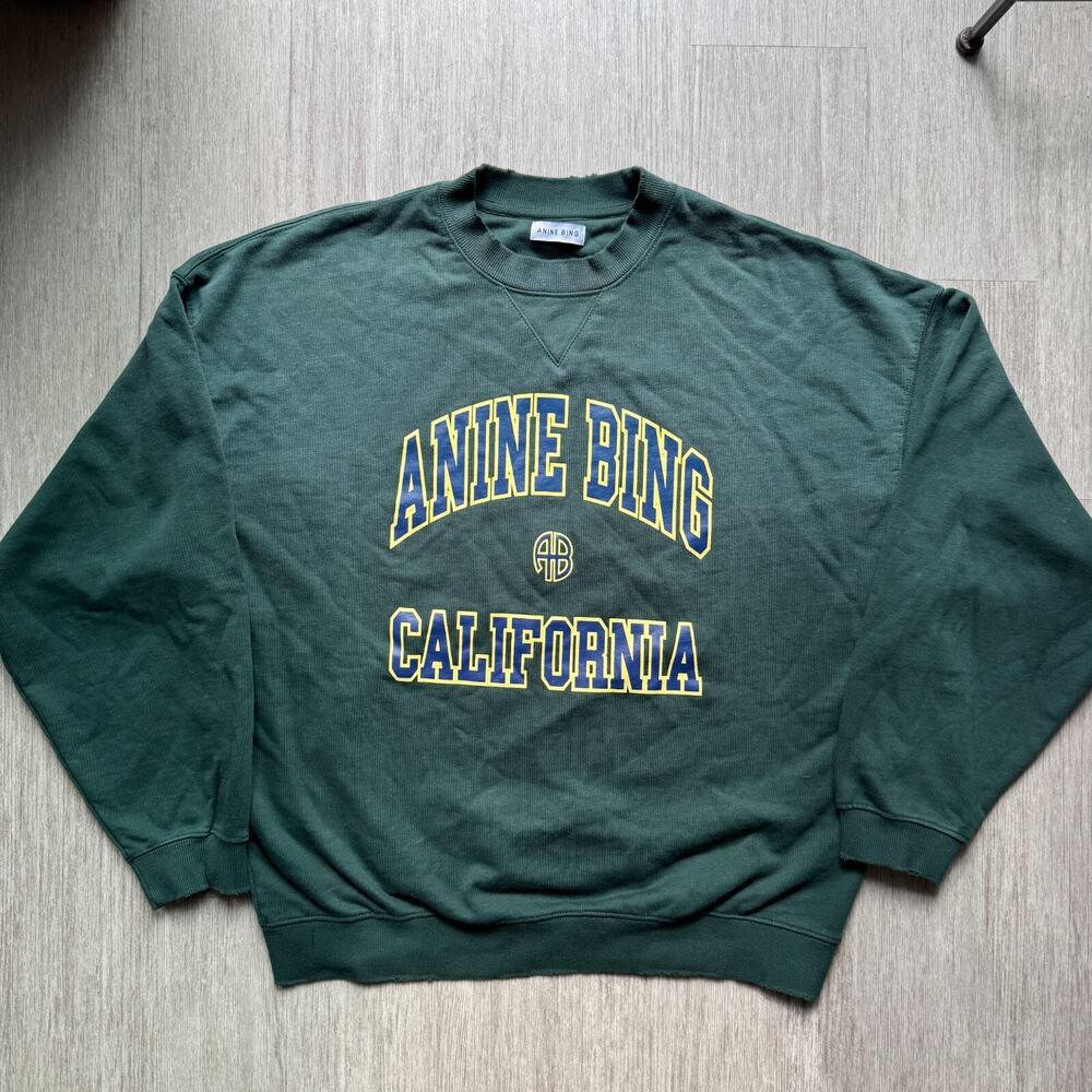 Anine Bing Green Sweatshirt with Yellow Accents
